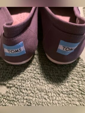 TOMS Women’s Canvas Slip-Ons with Blue Logo Tabs